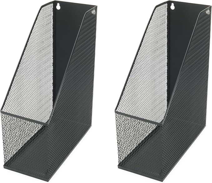 YBM HOME Mesh Steel Deluxe Magazine Rack, Extra Wide Magazine File Holder 2259-2 (2, Black)