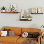 Vivelove Bathroom Floating Shelves for Wall 16 inchs Long, Display Shelves with Invisible Brackets for Living Room, Bedroom, Kitchen, Shelves Over Toilet Farmhouse Home Decor - Set of 2, Rustic Brown
