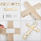 QEQEKAKA Cross Wall Decor - Handmade Oyster Shells Cross Wood Wall Decor for Christian Wall Art Decor Religious Gift Indoor Outdoor Home Decor