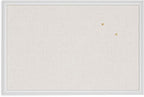 U Brands Farmhouse Bulletin Board, Linen Covered Corkboard with White Wood Frame, 30" x 20" (6711U00-01)