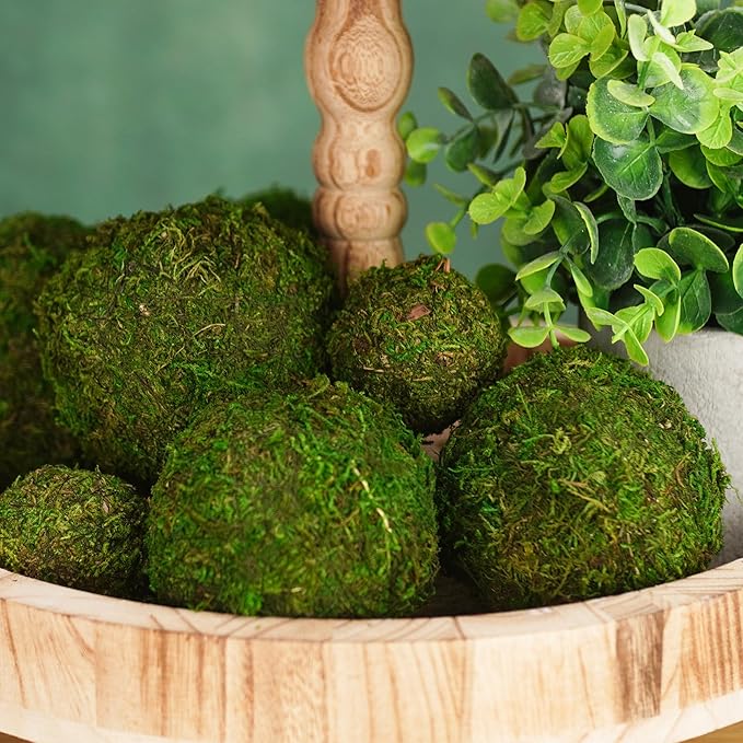 Decorative Moss Balls Set - Fake Moss Balls for Bowl Fillers, Centerpiece Decor, Home Decor, Vase Filler, Wedding Decor, Table Arrangement, Coffee Accents, DIY Crafts (Extra Large - 4"-Set of 6)