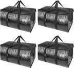 BALEINE 4-Pack Oversized Moving Bags with Reinforced Handles, Heavy-Duty Storage Tote for Clothes, Moving Supplies (Black, 4-Pack)