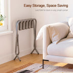 AMHANCIBLE Luggage Rack, Foldable Suitcase Stands Set of 2, Metal Luggage Holder for Guest Room, Bedroom, Hotel, Holds up to 110 lb, Easy Assemble, Grey,HLR01GY