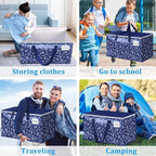 HomeHacks Moving Bags, Extra Large Size Moving Boxes, Heavy Duty Luggage Bags with Smooth Zipper and Sturdy Handles, Large Capacity & Easy Loading Storage Totes for Space Saver 125L, 8-Pack, Blue