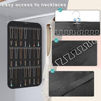Hanging Jewelry Organizer Storage, 40 Pockets 36 Hooks Necklace Earring Necklace Bracelet Ring Organizer, Double - Sided Design, Black