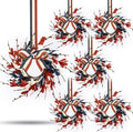 6 PCS Mini 4th of July Patriotic Kitchen Cabinet Wreaths Small Red White and Blue Floral Swag Wreath for Front Door with Forsythia Flowers Independence Day Hanging Wreaths for Memorial Day Porch Wall