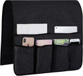 Sofa Armrest Organizer Non-Slip Arm Chair Hanging Caddy Remote Control Holder for Magazine,Tablet, Phone, Books, Glasses (B-Black(19'')