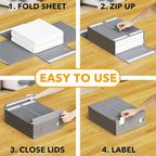 SpaceAid 2 Pack Bed Sheet Organizers and Storage, Foldable Sheet Organizer for Linen Closet, Sheets Set Folder Keeper with Window XL (Queen & King Size) Organizing Bedding Container, Gray
