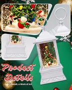 Christmas Tree Snow Globe Light up Lantern with 8 Songs, 10.8" White Rotating Electric Christmas Snow Globes for Kids Adults, 6H Timer & Dual Power, Snowglobes Christmas Decorations Indoor Gifts