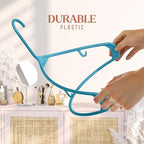 Plastic Hangers 50 Pack Blue - Clothes Hangers - Makes The Perfect Coat Hanger and General Space Saving Clothes Hangers for Closet - Percheros Ganchos para Colgar Ropa Hangars