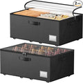 Dayacoco Underbed Storage with Wheels, 2 Pack Under Bed Storage Containers with Clear Lids, No Assembly Required 10.1 inch Rolling Under Bed Storage for Clothes, Blankets