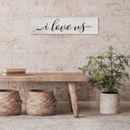 Rustic Wood Sign I Love Us Inspirational Quote Distressed Look Decorative Wooden Sign Vintage Wall Hanging Art Plaque Wall Decoration Home Decor for Farmhouse Room Door Porch Family Sign