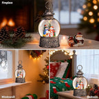 Christmas Snow Globes Lantern with Music, Snowman Snow Globes with Swirling Glitter Effects, USB/Battery Powered with 6-Hour Timer, Christmas Decorations