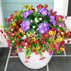 Artificial Flowers for Outdoors Faux Plants Outside Indoor,Realistic UV Resistant Silk Fake Geranium Daisy for Home Patio Garden Back Yard Front Poch Decor Spring Summer(12 Bunches)