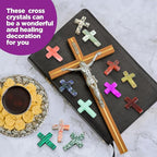 Nuenen 50 Pcs Cross Charm for Women Man Celebration Grad Decor Crystal Pocket Cross Necklace Natural Worry Stone Gift for Jewelry Making Craft Festival Decor(1.77 x 1.38 x 0.24 Inch,Cute)