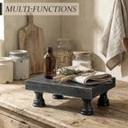 EOSAHR Stylish Rustic Pine Wood Riser Display Stand for Home Decor - Boho Pedestal Stand Can be used as Plant Stand & Cake Stand - Farmhouse Decor Bathroom Accessories Essentials(Old Black)