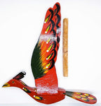 WitnyStore 24" Red Crested Wooden Flying Bird Mobile Kinetic Hanging Sculpture for Adult Collectors Handcrafted Room Decoration Display Art Dynamic Overhead Ornament