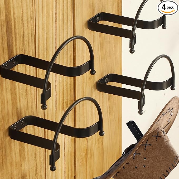 Taozun 4pcs Cowboy Hat Rack for Wall, Hat Holders for Storage and Display, Drilling Metal Cowboy Hat Hanger