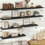 Vivelove 10.2 Inches Floating Shelves Wall Mounted, 10" Deep Wall Shelves for Bedroom, Bathroom, Living Room, Kitchen, Office, Home Decor, Modern Shelf, Set of 2, Black, 10.2x10.2x1.5