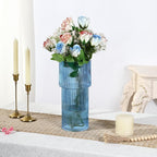 Large Glass Vase, 12 Inches Tall Vase for Flowers, Blue Flower Vases for Bouquet, Modern Blue Glass Vases for Living Room, Dining Table, Office, Entryway, Mantle, Shelf, Wedding Gifts