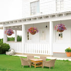 Artificial Faux Hanging Flowers Plants with Basket for Outdoor Spring Decoration, Fake Silk Daisy Outside Indoor UV Resistant Look Real Yard Patio Front Porch Garden Balcony Home Decor(Mix4)