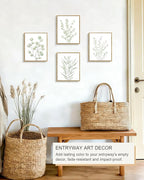 Drsoum Botanical Plant Framed Wall Art Boho Wall Decor for Bathroom Sage Green Eucalyptus Leaf Prints Minimalist Aesthetic Ready to Hang Set of 4, 8x10 in (Natural Framed)