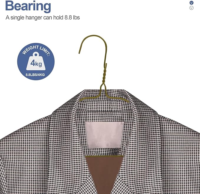 SPECILITE Wire Hangers 50 Pack, Metal Wire Clothes Hanger Bulk for Coats, Space Saving Metal Hangers Non Slip 16.7 Inch Ultra Thin, for Standard Size Suits, Shirts, Pants, Skirts-Bronze