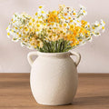 Ceramic Flower Small Vase 6 inch Farmhouse Rustic Vase Decorative Pottery Terracotta Vases for Home Decor Table Mantle Fireplace Living Room Bathroom Wedding Centerpiece