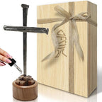 LeMeeOly Jesus Christ Crucifixion Nail Metal Cross Wooden Base, Baptism & Religious Gifts for Men Women,Christian Home Decor (Aroma Diffuser Wood)