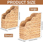 Water Hyacinth Magazine Holders, Scalloped Edge, Natural Handwoven Rattan Storage Baskets, Large and Small Size Packages, Storage Bin & Organizer for Files, Books, Newspapers, Decorative Storage Bin