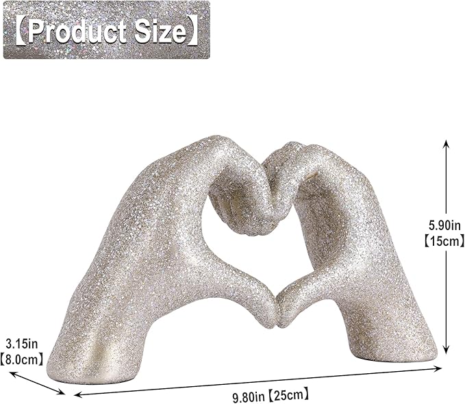 Heart Hand Sculpture, Champagne Gold Home Decor Aesthetics for Shelves on Coffee Table Dining Table Centerpiece, Birthday Gifts and Memorial Gifts for Women, Girlfriend Girls Mom.