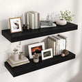 Venusmiles Floating Shelves for Wall, 40" W x 12" D x 2" H, 2 Pack of Long Wall Mounted Engineered Wood Shelves with Invisible Brackets for Living Room, Bedroom, Bathroom, Kitchen Decor, Black