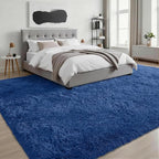 8x10 Area Rugs for Living Room Bedroom: Ultra Soft Fluffy Shag Rug Upgrade Non-Slip Non-Shedding Large Fuzzy Plush Carpet Indoor Floor Carpets for Kids Room Playroom Nursery Dorms Home Decor Blue