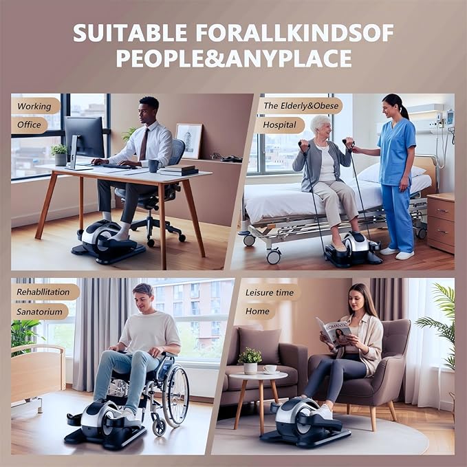 Under Desk Elliptical Machine,Electric Leg Exerciser for Seniors,12 Adjustable Speeds&12 Modes with Remote Control,Elastic Rope,Manual&Auto Mode for Home Office