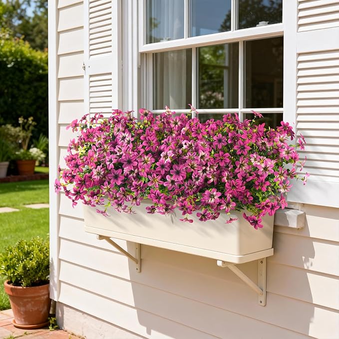 Artificial Fake Flowers for Outdoors 12 Bundles Faux Silk Flower Spring Decoration Artificial Fake Plants Outdoor Plastic Flowers UV Resistant No Fade for Home Planter Porch Patio Yard Decor