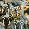 VioraWhite 24 Pcs Pearl Bow Ornaments Bowknot Tree Topper Decor Hanging Ornament Pendant Gift for Wedding Birthday Party Indoor Decoration (White)