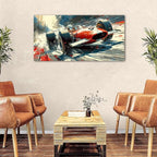 Abstract Race Car Wall Art Vintage Formula Racing Canvas Painting Car Posters Retro Open Wheel Speed Artwork for Boys Bedroom Man Cave Garage Office Living Room Home Decoration Motorsport Decor 24x48"