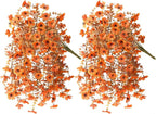 Artificial Fake Fall Flowers Faux Mums for Outdoor Decoration, 2 Pcs Fake Silk Daisy Flower Plants Realistic UV Resistant for Home Porch Balcony Patio Autumn Decor(Orange