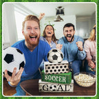 Moucuny 4 Pcs Soccer Party Decorations Soccer Table Centerpiece Football Tiered Tray Decor Wooden Ball Block Signs Gift Sports Themed Table Decorations for Boys Baby Shower Party Supplies Decor