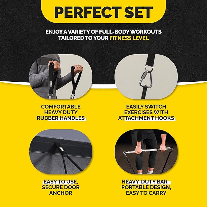 Tribe Lifting Resistance Bands for Working Out Men and Women - Set of 5 Pull Up Bands for Strength Training, Exercise Bands with Handles, Door Anchor and Bar Options for Home Gym