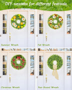 Vlorart 20 Inch Boxwood Wreaths for Front Door, Artificial Spring Wreath for Wall Farmhouse Wedding Porch Green Wreath with Sash Year Round Indoor Outdoor for Summer Farmhouse Wreaths Home Decorations