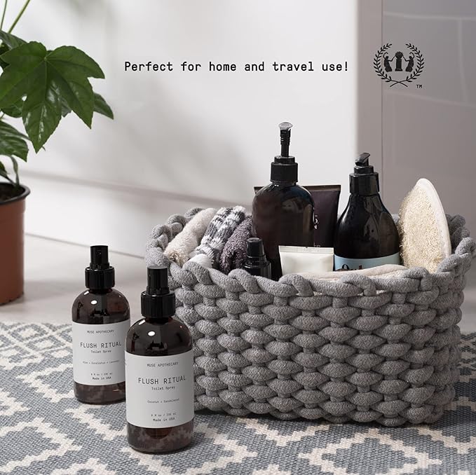 Muse Apothecary Flush Ritual - Aromatic & Refreshing Toilet Spray, Use Before You Go, 4 oz, Infused with Natural Essential Oils - Coconut + Sandalwood
