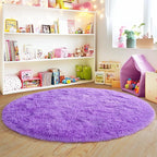 3'x3' Purple Round Rug for Bedroom, Ultra Soft Fluffy Circle Rug for Kids Girls Boys Room, Cute Small Shag Rugs for Living Room Playroom Teen Room Home Decor Rug