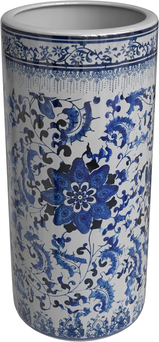 Red Lantern 18" Umbrella Stand - Blue and White Floral