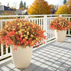 MACTING Fall Artificial Flowers for Outdoors 24 Bundles Faux Mums Outdoor Plants UV Resistant Fake Plastic Greenery Shrubs for Planters Garden Patio Porch Balcony Outside Autumn Thanksgiving Decor