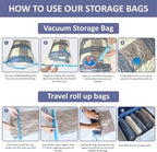 Cozy Essential Vacuum Storage Bags, Compression Space Saver Bags for Clothes, Comforters, Blankets, Pillow, Bedding, Sealer Clothing Storage,25 Combo