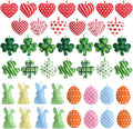 Jutom 108 Pcs Easter Egg Rabbit Ornaments Shamrock Felt Heart Hanging Ornaments Heart Shaped Clover Baubles Shamrock Egg Felt Decoration for Holiday Favor (Lovely)