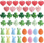 Jutom 54 Pcs Easter Egg Rabbit Ornaments Shamrock Felt Heart Hanging Ornaments Heart Shaped Clover Baubles Shamrock Egg Felt Decoration for Holiday Favor (Lovely)