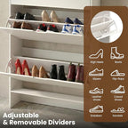 Shoe Cabinet for Entryway Slim, 3-Drawer Flip Hidden Shoe Storage for 21 Pairs, Narrow Tall Wooden Rack with Bottom Shelf & Fenced Top, White