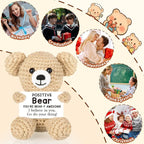 WELLBANEE Positive Crochet Bear Gift for Women Men, Mothers for Dad Mom, Positive Bear Graduation Gift for Daughter Son Student, Teacher, Friends, Boss Gifts for Women Coworker